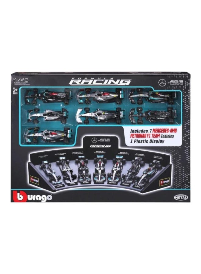 Bburago Metal Formula Racing Mercedes-AMG Petronas F1 Team Die-cast Cars Set (1:43, Pack of 7) - Image 1